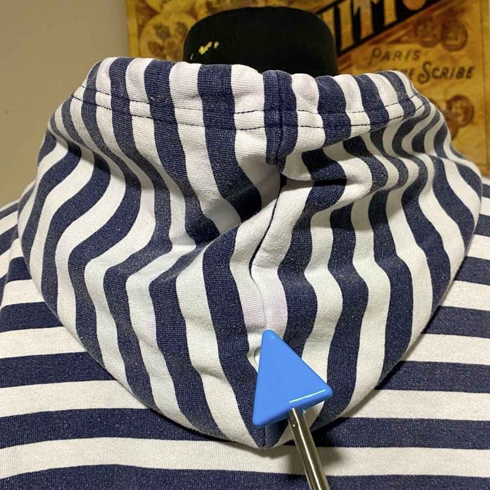 vtg EXPRESS JEANS Striped Sweatshirt w Hood - Picture 7 of 8